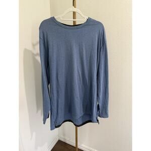 Robert Graham Men’s Long Sleeve Crew Neck Pullover Blue T-Shirt Cotton Size 2XL